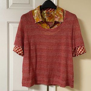 Tory Burch Faux-Layered Short Sleeve Top